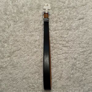 A New Day Black Faux Leather Belt with Silver color Hardware size Medium NWT